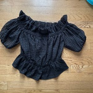 Express black off shoulder ruffle eyelet  top S